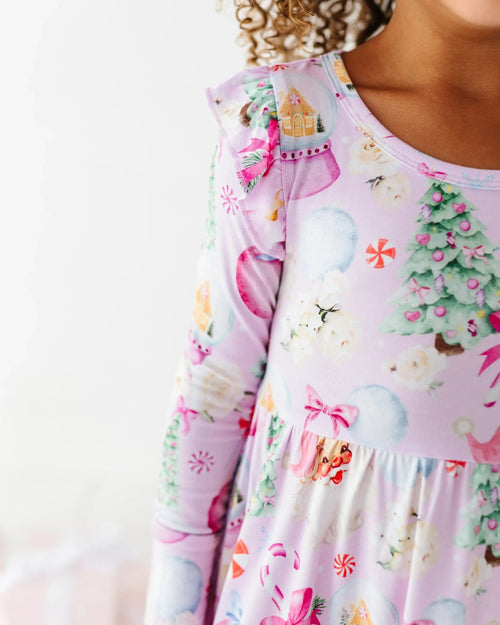 Baby Kids Bamboo Pajamas — Merry Little Pinkmas Party Dress — Image 4