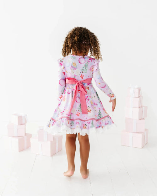 Baby Kids Bamboo Pajamas — Merry Little Pinkmas Party Dress — Image 9