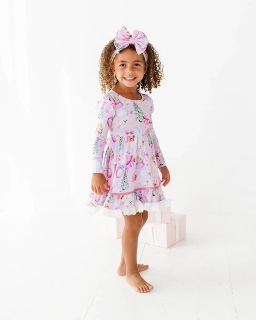 Baby Kids Bamboo Pajamas — Merry Little Pinkmas Party Dress — Image 6