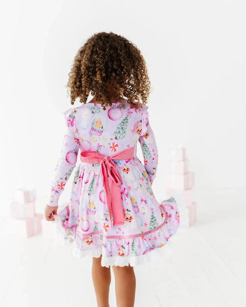 Baby Kids Bamboo Pajamas — Merry Little Pinkmas Party Dress — Image 5