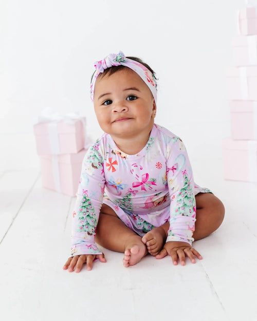 Baby Kids Bamboo Pajamas — Merry Little Pinkmas Ruffle Dress — Image 6