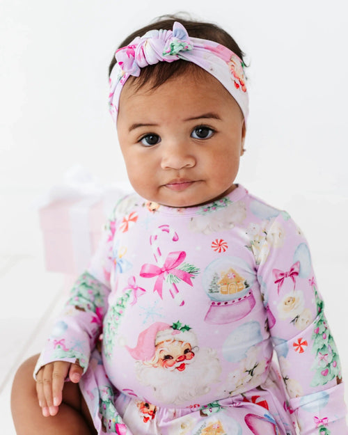 Baby Kids Bamboo Pajamas — Merry Little Pinkmas Ruffle Dress — Image 9