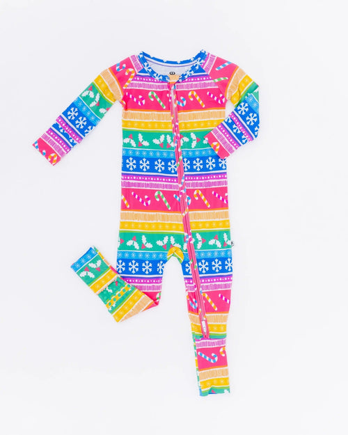 Baby Kids Bamboo Pajamas — Merry and Bright Convertible Romper — Image 3