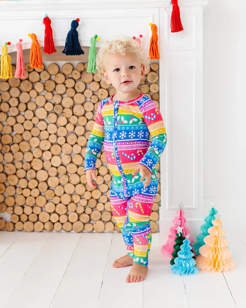 Baby Kids Bamboo Pajamas — Merry and Bright Convertible Romper — Image 7