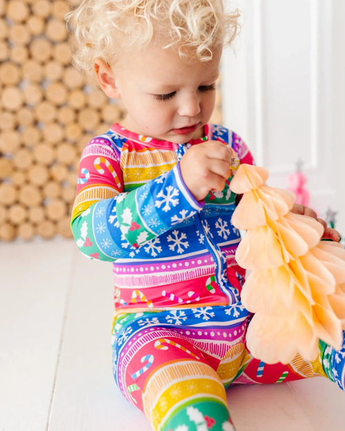 Baby Kids Bamboo Pajamas — Merry and Bright Convertible Romper — Image 10