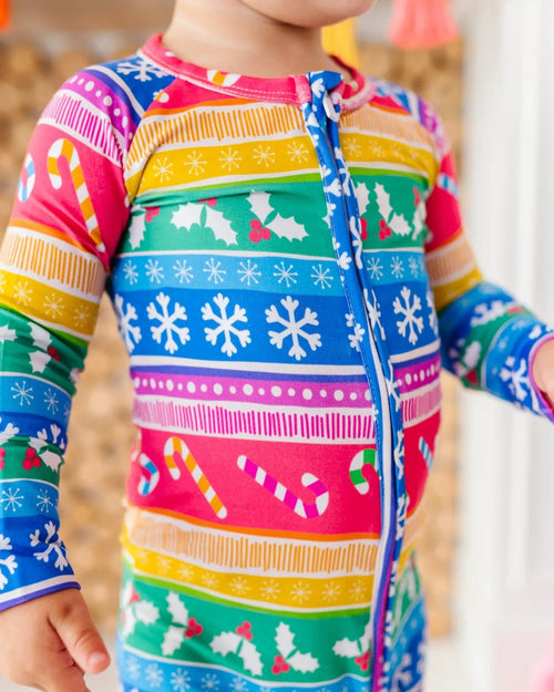 Baby Kids Bamboo Pajamas — Merry and Bright Convertible Romper — Image 5