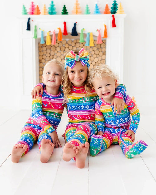 Baby Kids Bamboo Pajamas — Merry and Bright Convertible Romper — Image 11