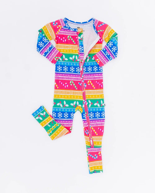 Baby Kids Bamboo Pajamas — Merry and Bright Convertible Romper — Image 12