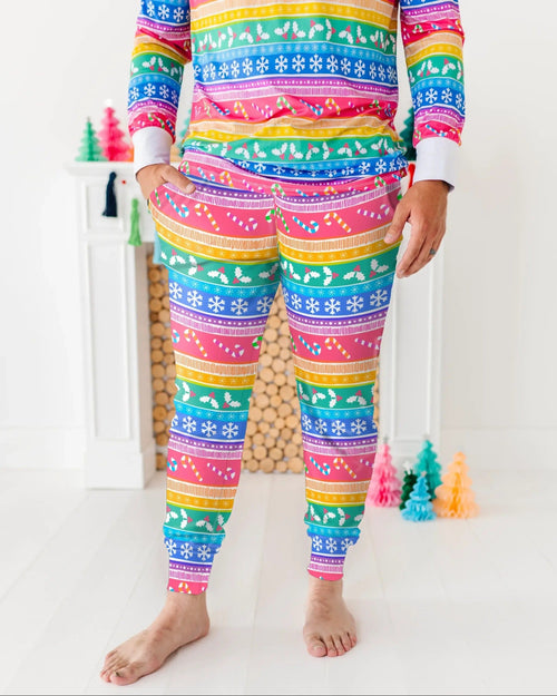 Baby Kids Bamboo Pajamas — Merry and Bright Men's Pants — Image 1