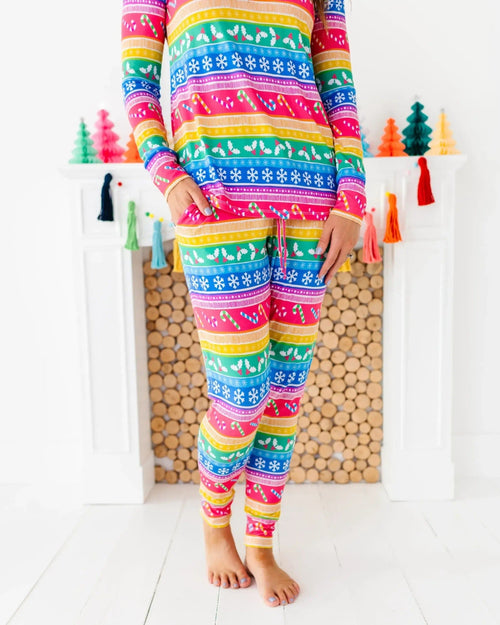 Baby Kids Bamboo Pajamas — Merry and Bright Women's Pants — Image 4