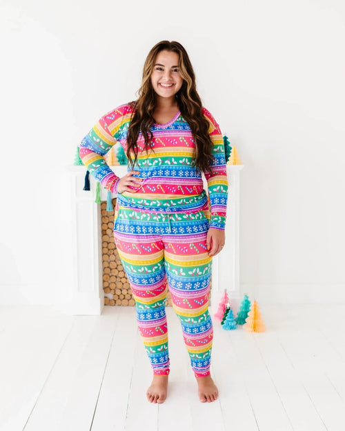 Baby Kids Bamboo Pajamas — Merry and Bright Women's Pants — Image 3