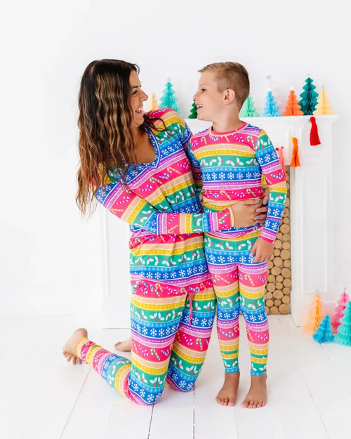 Baby Kids Bamboo Pajamas — Merry and Bright Women's Pants — Image 9