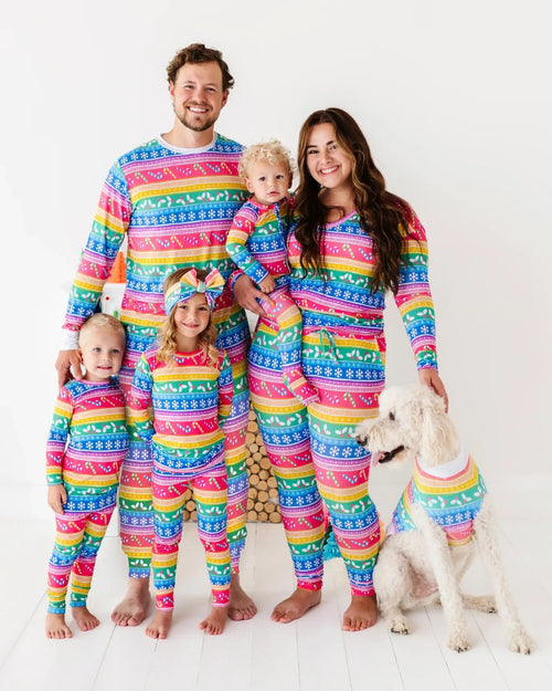 Baby Kids Bamboo Pajamas — Merry and Bright Women's Long Sleeve V-Neck T-Shirt — Image 2