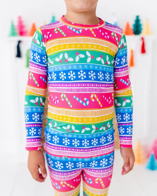 Baby Kids Bamboo Pajamas — Merry and Bright Long Sleeve Pajama Set — Image 7