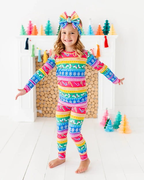 Baby Kids Bamboo Pajamas — Merry and Bright Long Sleeve Pajama Set — Image 2