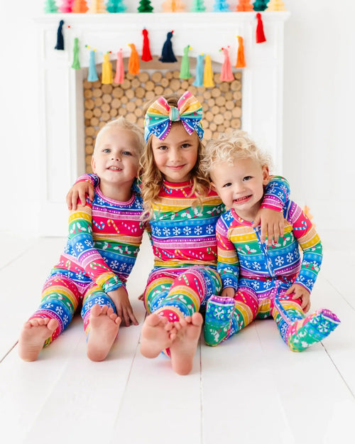 Baby Kids Bamboo Pajamas — Merry and Bright Long Sleeve Pajama Set — Image 16