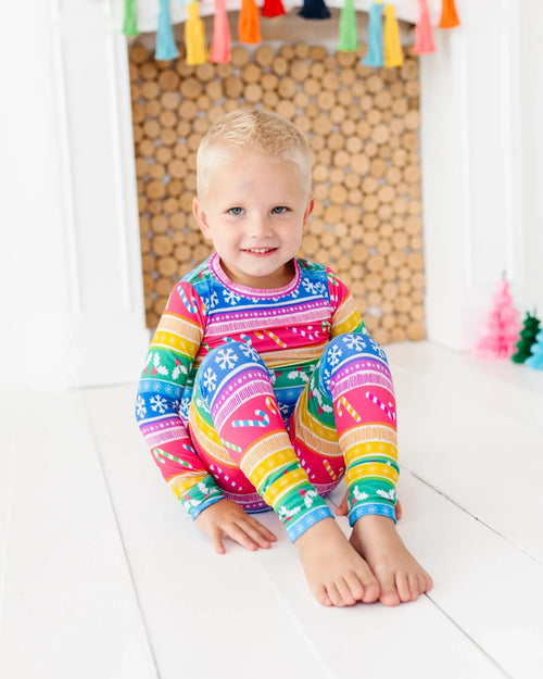 Baby Kids Bamboo Pajamas — Merry and Bright Long Sleeve Pajama Set — Image 17