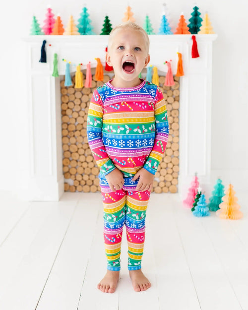 Baby Kids Bamboo Pajamas — Merry and Bright Long Sleeve Pajama Set — Image 5