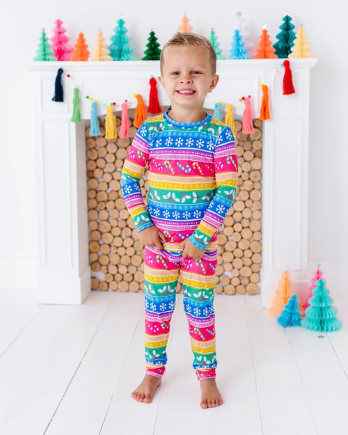 Baby Kids Bamboo Pajamas — Merry and Bright Long Sleeve Pajama Set — Image 11