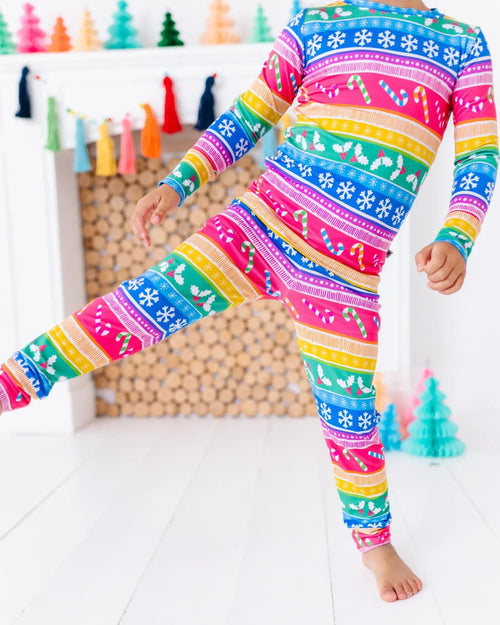 Baby Kids Bamboo Pajamas — Merry and Bright Long Sleeve Pajama Set — Image 8