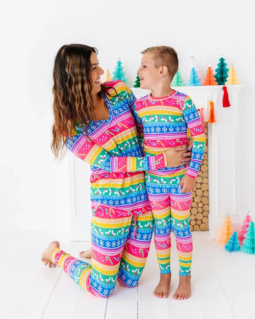 Baby Kids Bamboo Pajamas — Merry and Bright Long Sleeve Pajama Set — Image 13