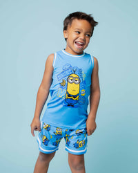 Baby Kids Bamboo Pajamas — Minions™ Jersey Top with Shorts — Image 1