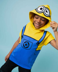 Baby Kids Bamboo Pajamas — Minions™ Character Short Sleeve Hoodie — Image 1