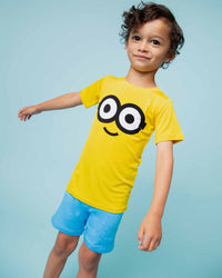 Baby Kids Bamboo Pajamas — Minions™ Character Short Sleeve Pajama Shorts Set — Image 1