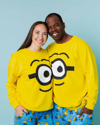 Baby Kids Bamboo Pajamas — Minions™ Character Adult Unisex Crew Neck Sweatshirt — Image 1