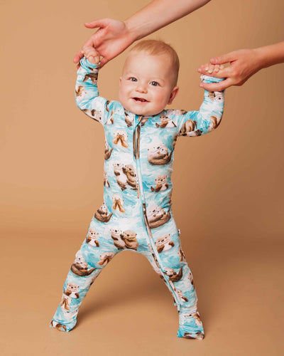 Baby Kids Bamboo Pajamas — My Otter Half Convertible Romper — Image 1
