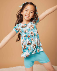 Baby Kids Bamboo Pajamas — My Otter Half Short Sleeve Empire Waist Top & Shorts Set — Image 1