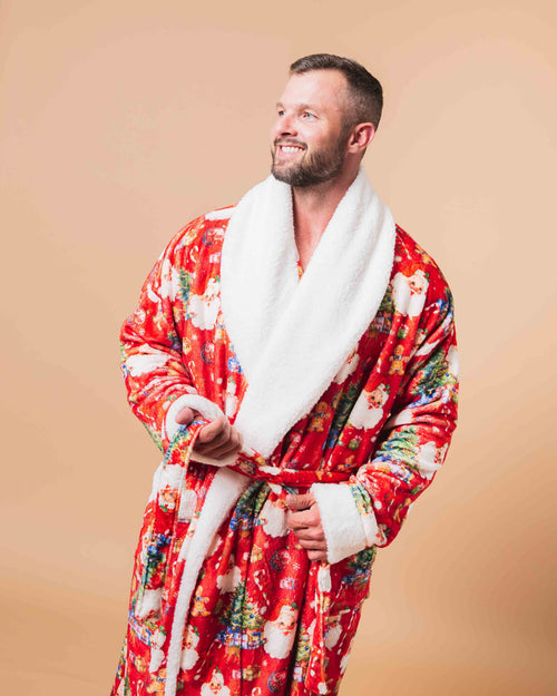 Baby Kids Bamboo Pajamas — In The Nick Of Time Adult Plush Robe — Image 3