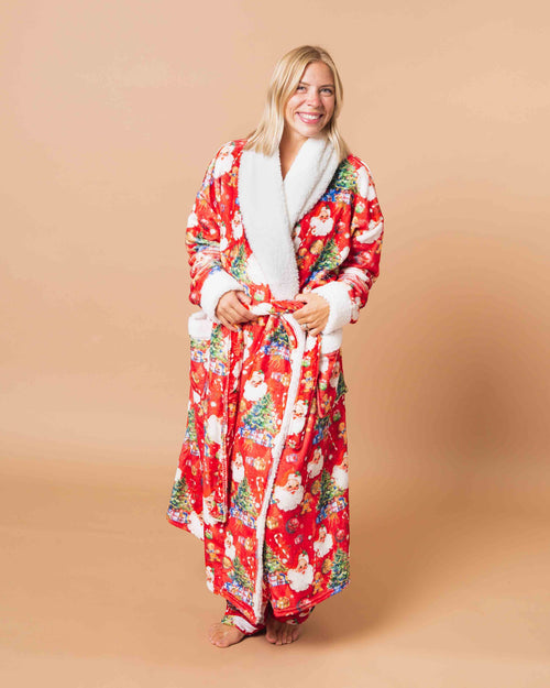 Baby Kids Bamboo Pajamas — In The Nick Of Time Adult Plush Robe — Image 7