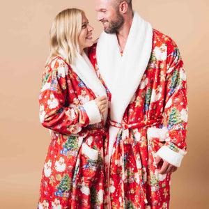 Baby Kids Bamboo Pajamas — In The Nick Of Time Adult Plush Robe — Image 1