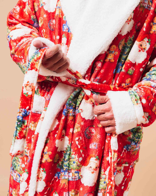 Baby Kids Bamboo Pajamas — In The Nick Of Time Adult Plush Robe — Image 4