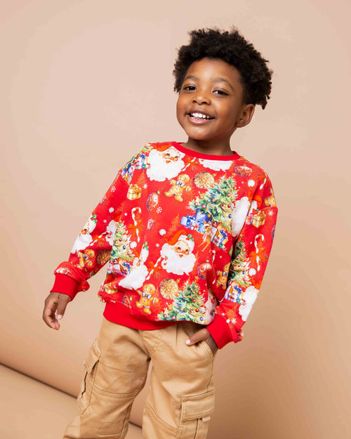 Baby Kids Bamboo Pajamas — In The Nick Of Time Crew Neck Sweatshirt — Image 1