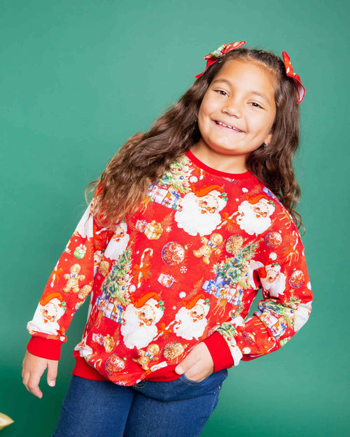 Baby Kids Bamboo Pajamas — In The Nick Of Time Crew Neck Sweatshirt — Image 3