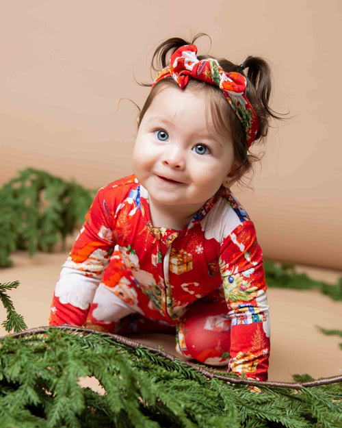 Baby Kids Bamboo Pajamas — In The Nick Of Time Headwrap — Image 10