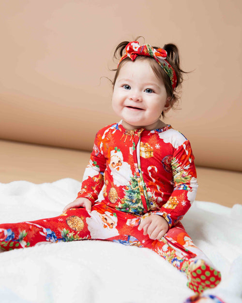 Baby Kids Bamboo Pajamas — In The Nick Of Time Headwrap — Image 5
