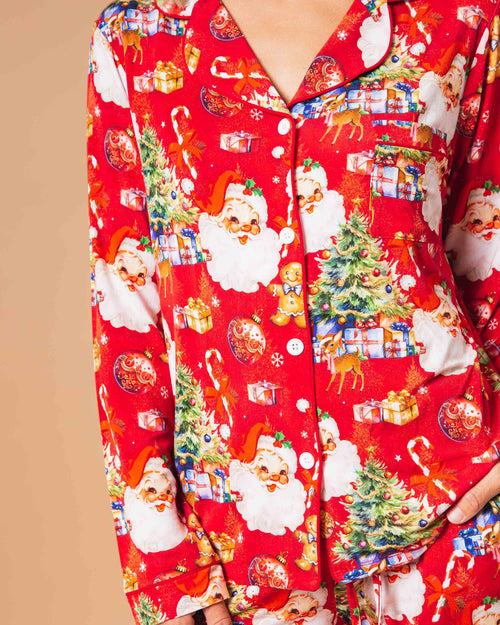 Baby Kids Bamboo Pajamas — In The Nick Of Time Women's Long Sleeve Collar Shirt & Pants Pajama Set — Image 3