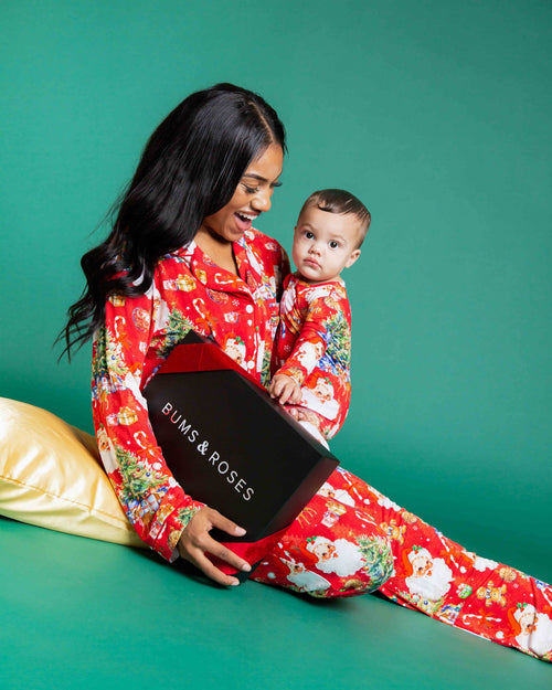 Baby Kids Bamboo Pajamas — In The Nick Of Time Women's Long Sleeve Collar Shirt & Pants Pajama Set — Image 7