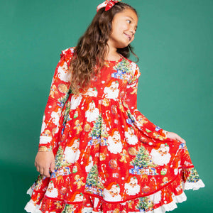 Baby Kids Bamboo Pajamas — In The Nick Of Time Long Sleeve Party Dress & Shorts Set — Image 1