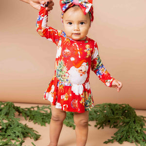 Baby Kids Bamboo Pajamas — In The Nick Of Time Long Sleeve Ruffle Dress — Image 1