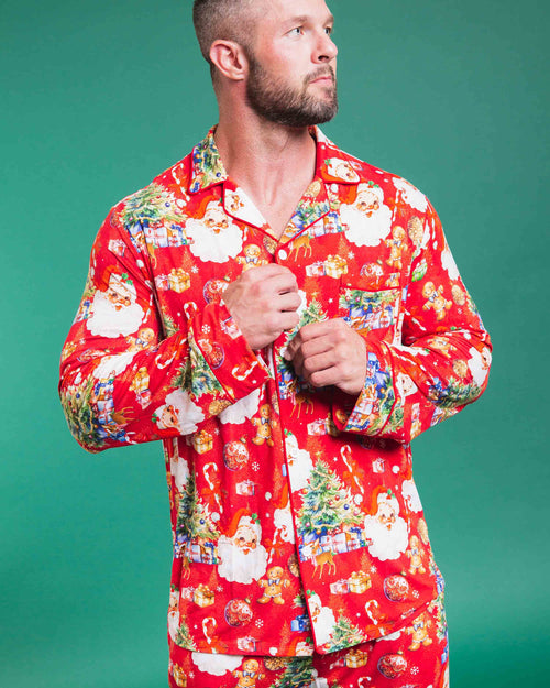 Baby Kids Bamboo Pajamas — In The Nick Of Time Men's Collar Shirt & Pants Set — Image 2