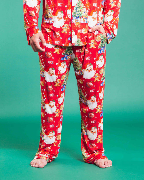 Baby Kids Bamboo Pajamas — In The Nick Of Time Men's Collar Shirt & Pants Set — Image 4