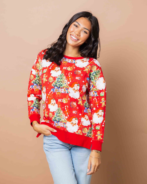 Baby Kids Bamboo Pajamas — In The Nick Of Time Women's Crew Neck Sweatshirt — Image 5