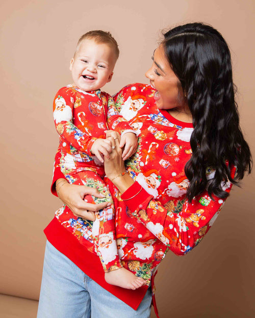 Baby Kids Bamboo Pajamas — In The Nick Of Time Women's Crew Neck Sweatshirt — Image 4