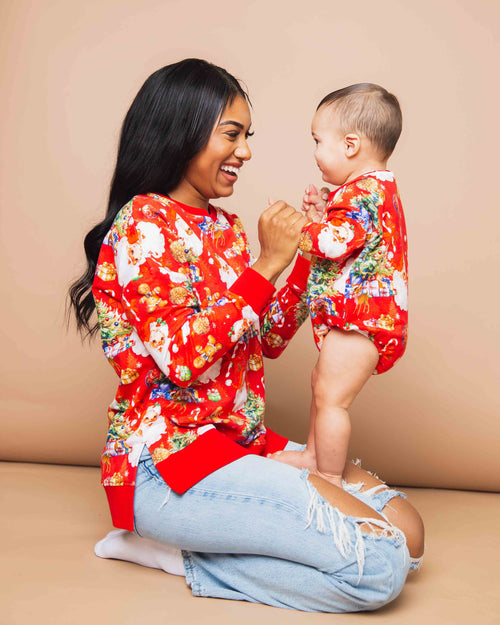 Baby Kids Bamboo Pajamas — In The Nick Of Time Women's Crew Neck Sweatshirt — Image 6