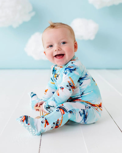 Bums & Roses - Baby & Kids Bamboo Pajamas - No Plane, No Gain Footie - Image 1