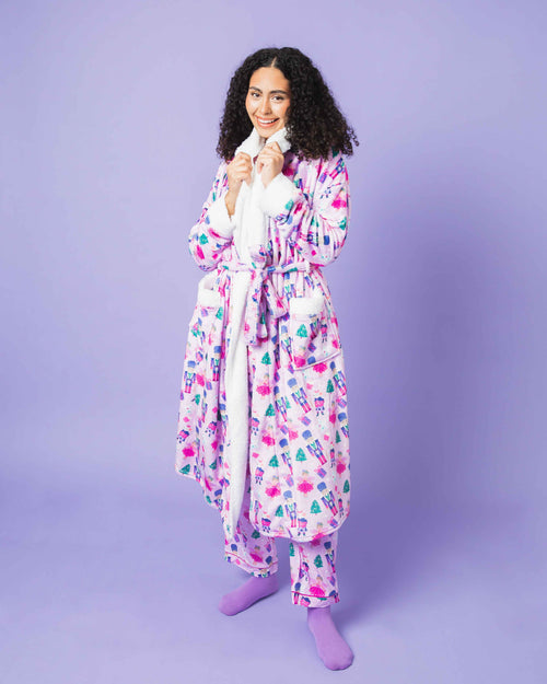 Baby Kids Bamboo Pajamas — Nutty or Nice Adult Plush Robe — Image 2